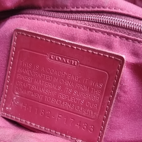 Coach red leather and canvas satchel - Picture 8 of 8